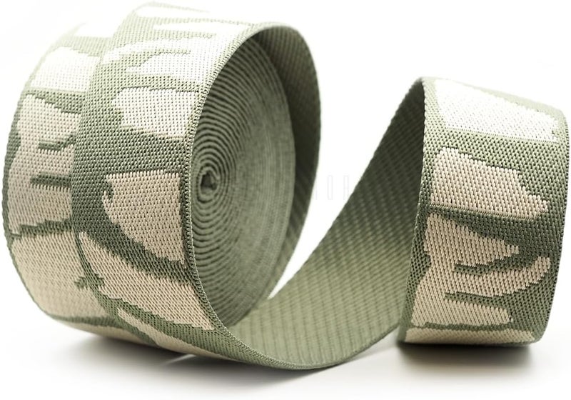 CRAFTMEMORE 1.5 Inches Cotton Poly Webbing Strap, Nature Leaf Pattern Heavy Webbing for Arts and Crafts, Bag Strap (Olive Green Ivory x 5 Yards) - Image 4